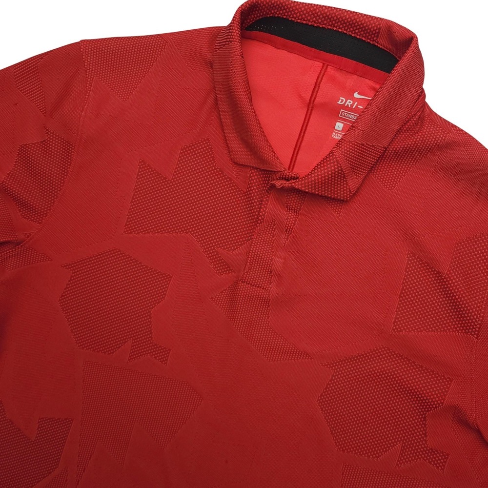 Nike Dri-FIT Polo Shirt Mens Large Red Tiger Woods Golf Performance Stretch